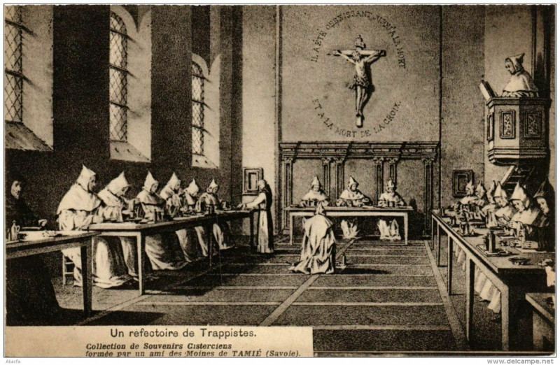 Carte postale ancienne Un refectoire de Trappistes