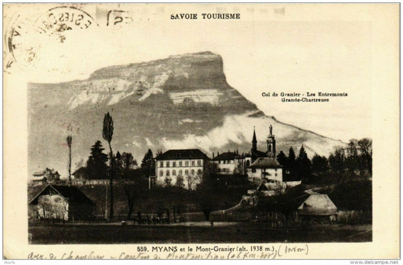 Carte postale ancienne Myans et le Mont-Granier à Myans