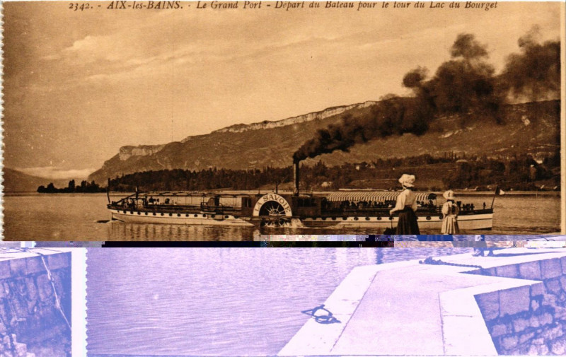Carte postale ancienne Aix-les-Bains - Le Grand Port-Départ du Bateau pour le tour du Lac à Aix-les-Bains