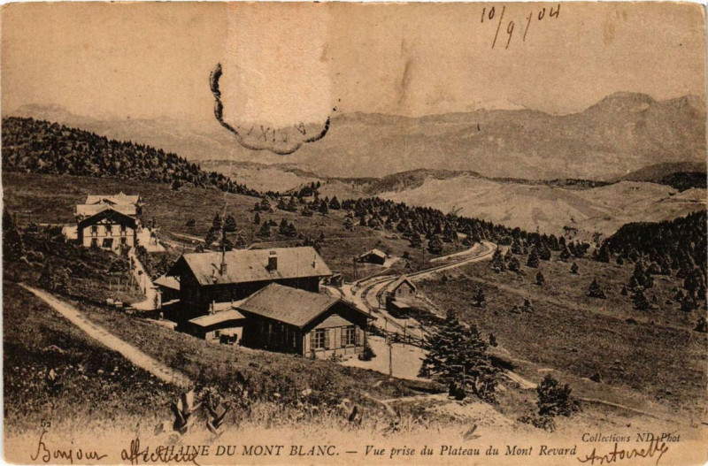 Carte postale ancienne Chaine du Mont Blanc Vue prise du Plateau du Mont Revard