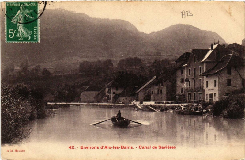 Carte postale ancienne Env. d'Aix-les-Bains Canal de Savieres à Aix-les-Bains