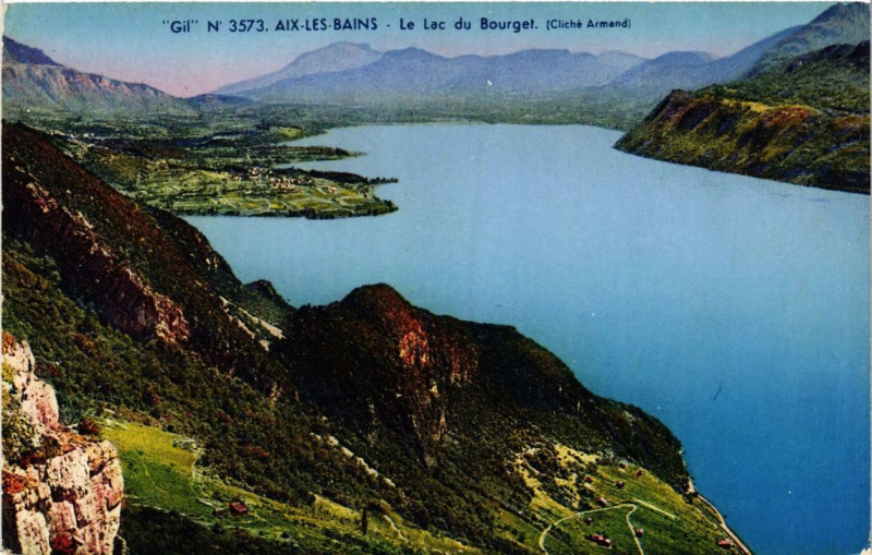 Carte postale ancienne Aix-les-Bains Le Lac du Bourget à Aix-les-Bains
