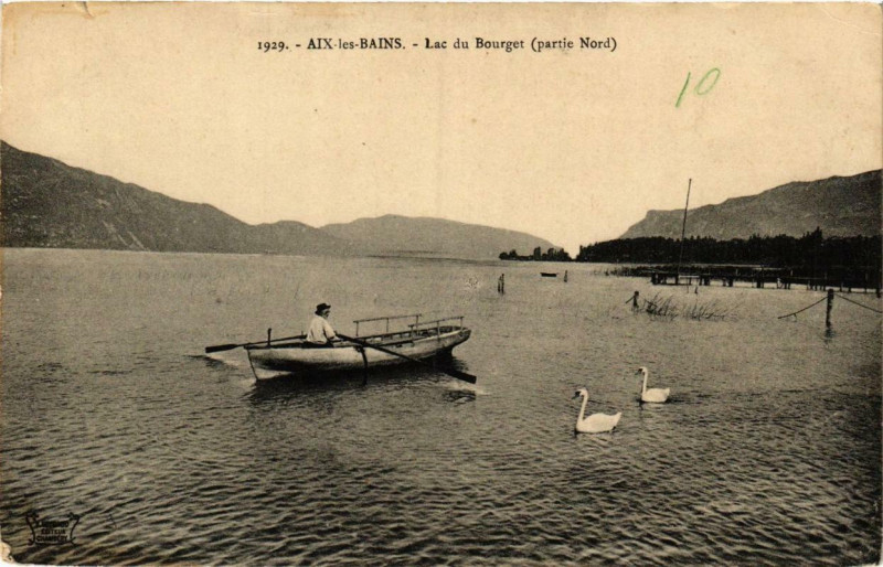 Carte postale ancienne Aix-les-Bains Lac du Bourget à Aix-les-Bains