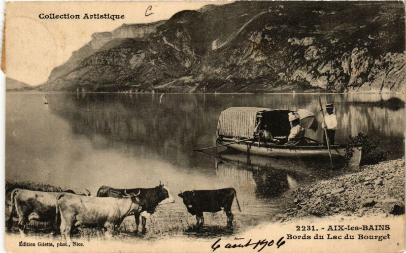 Carte postale ancienne Aix-les-Bains Bords du Lac du Bourget à Aix-les-Bains