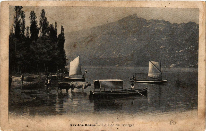 Carte postale ancienne Aix-les-Bains Le Lac du Bourget à Aix-les-Bains