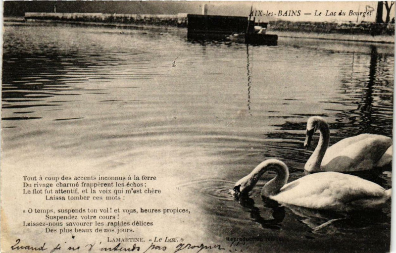 Carte postale ancienne Aix-les-Bains Le Lac du Bourget à Aix-les-Bains