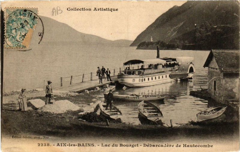Carte postale ancienne Aix-les-Bains Lac du Bourget à Aix-les-Bains