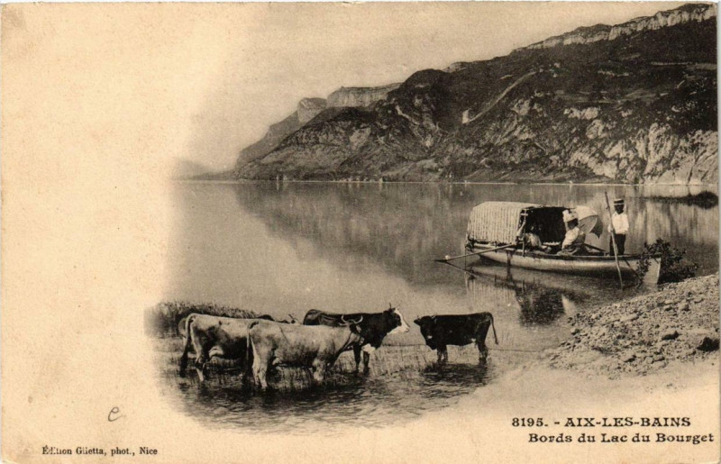Carte postale ancienne Aix-les-Bains Bords du Lac du Bourget à Aix-les-Bains