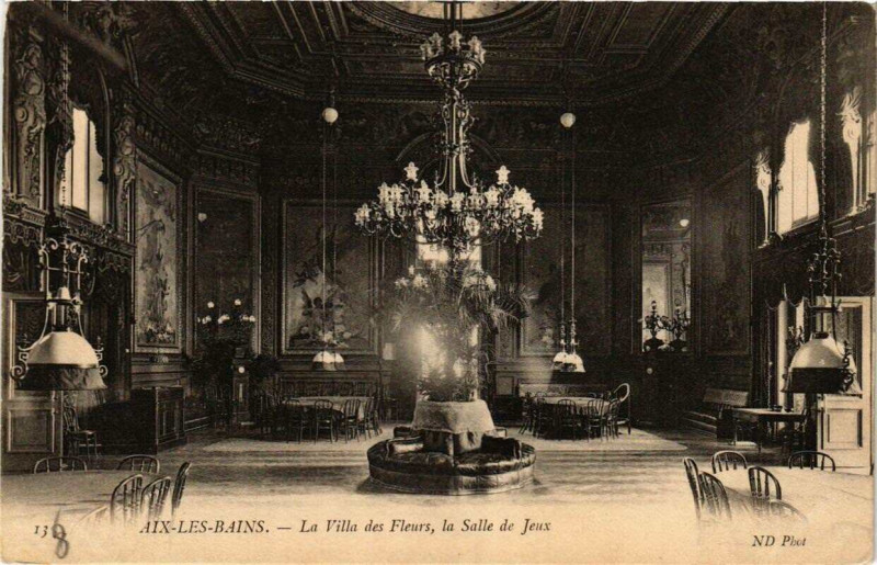 Carte postale ancienne Aix-les-Bains La Villa des Fleurs la Salle de Jeux à Aix-les-Bains