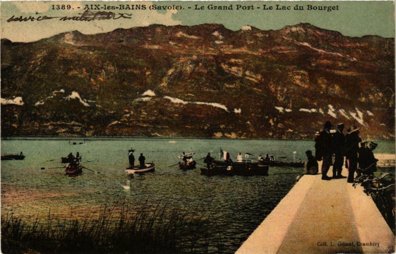 Carte postale ancienne Aix-les-Bains Le Grand Port Le Lac du Bourget à Aix-les-Bains
