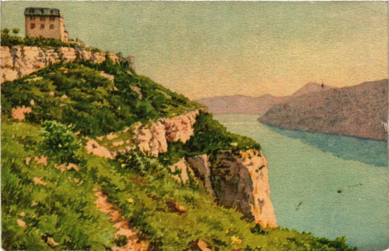 Carte postale ancienne Aix-les-Bains La Chambotte et le Lac à Aix-les-Bains