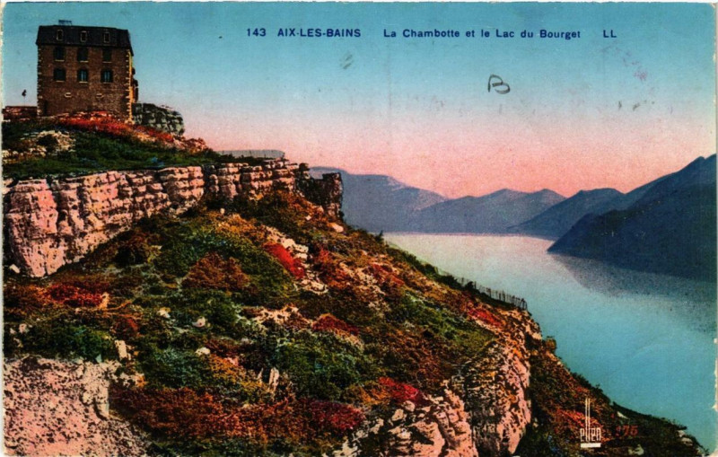 Carte postale ancienne Aix-les-Bains La Chambotte et le Lac du Bourget à Aix-les-Bains