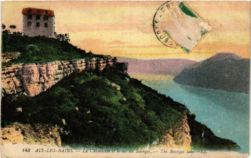 Carte postale ancienne Aix-les-Bains La Chambotte et le Lac du Bourget à Aix-les-Bains