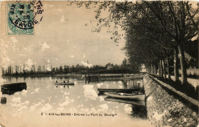 Carte postale ancienne Aix-les-Bains Entrée du Port du Bourget à Aix-les-Bains