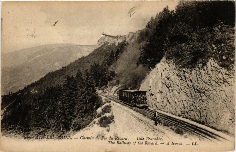 Carte postale ancienne Aix-les-Bains Chemin de Fer du Revard Une Tranchée à Aix-les-Bains