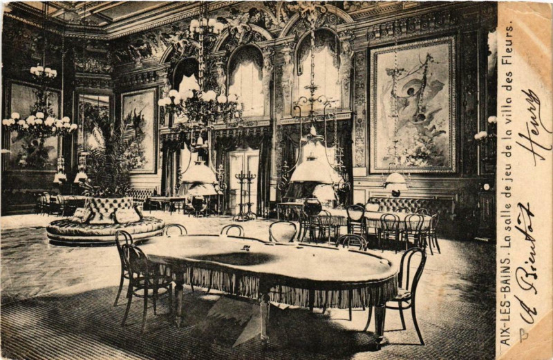 Carte postale ancienne Aix-les-Bains La salle de jeu de la villa des Fleurs à Aix-les-Bains
