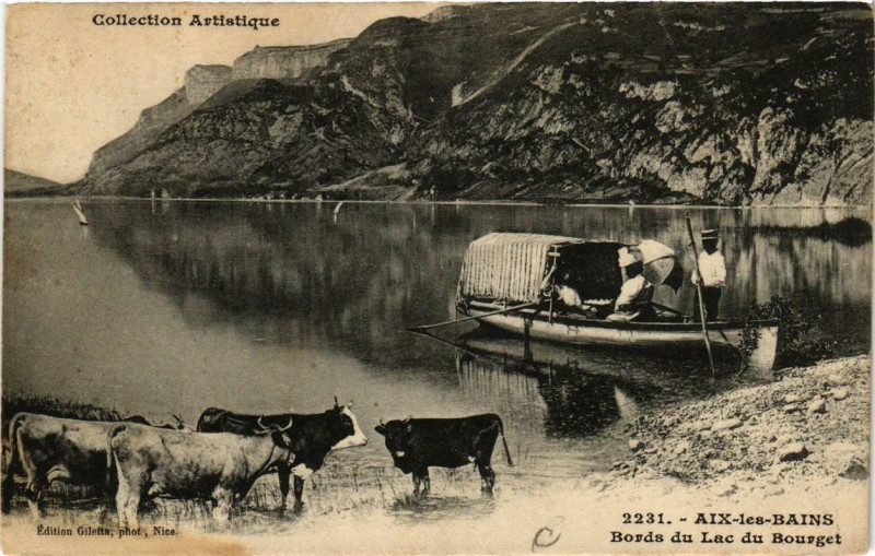 Carte postale ancienne Aix-les-Bains Bords du Lac du Bourget à Aix-les-Bains