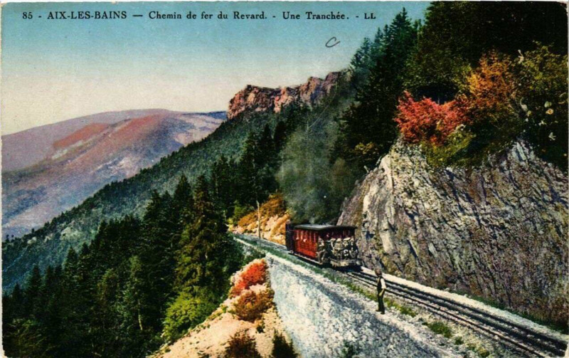 Carte postale ancienne Aix-les-Bains Chemin de Fer du Revard Une Tranchée à Aix-les-Bains