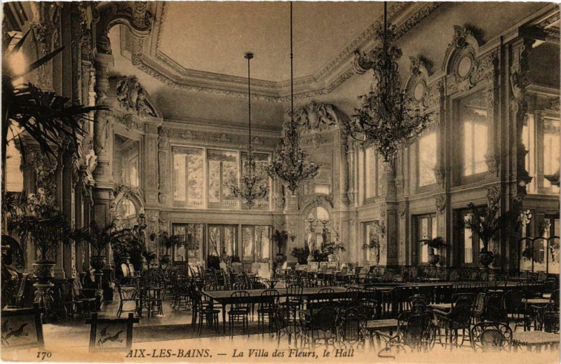 Carte postale ancienne Aix-les-Bains La Villa des Fleurs le Hall à Aix-les-Bains