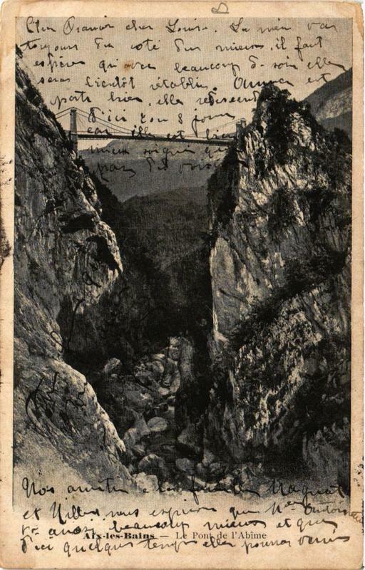 Carte postale ancienne Aix-les-Bains Le Pont de l'Abime à Aix-les-Bains