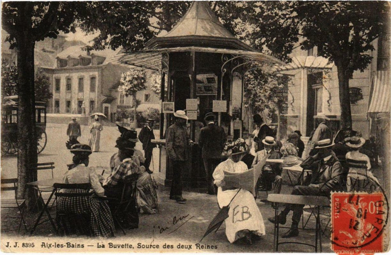 Carte postale ancienne Aix-les-Bains La Buvette Source des deux Reines à Aix-les-Bains
