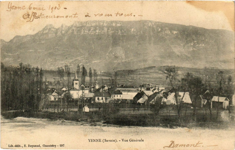 Carte postale ancienne Yenne - Vue générale à Yenne