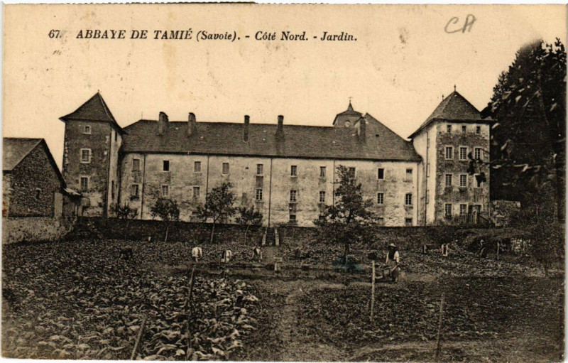 Carte postale ancienne Abbaye de Tamie - Coté Nord - Jardin