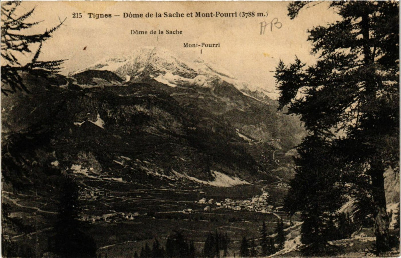 Carte postale ancienne Tignes - Dome de la Sache et Mont-Pourri (3788 m) à Tignes