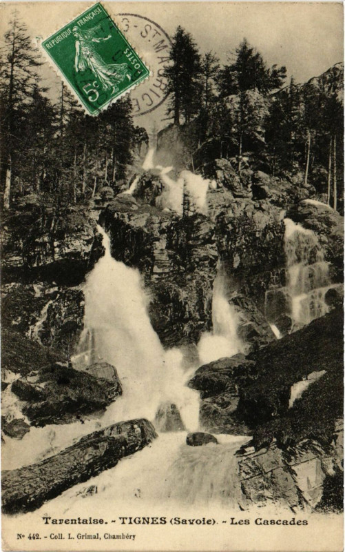 Carte postale ancienne Tarentaise - Tignes - Les Cascades à Tignes
