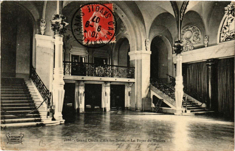 Carte postale ancienne Grand Cercle d'Aix-les-Bains - Le Foyer du Théatre à Aix-les-Bains