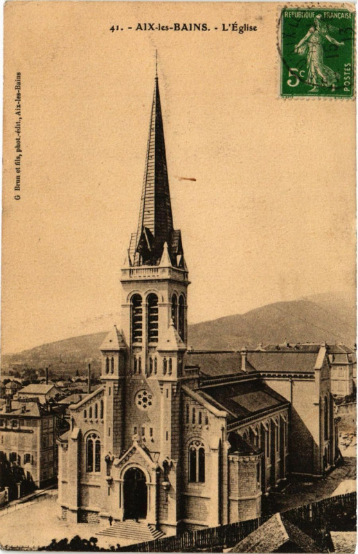 Carte postale ancienne Aix-les-Bains - L'Eglise à Aix-les-Bains
