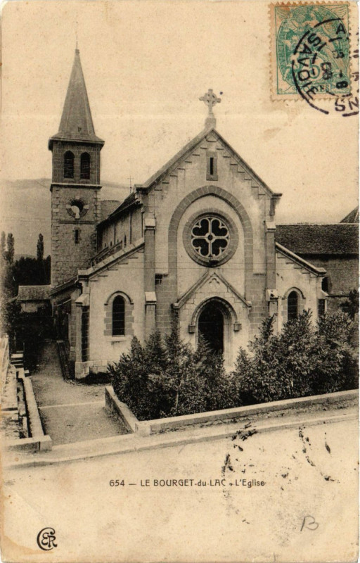 Carte postale ancienne Le Bourget-du-Lac - L'Eglise au Bourget-du-Lac