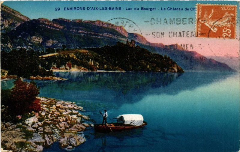 Carte postale ancienne Env. d'Aix-les-Bains Lac du Bourget le Chateau de Chatillon à Aix-les-Bains