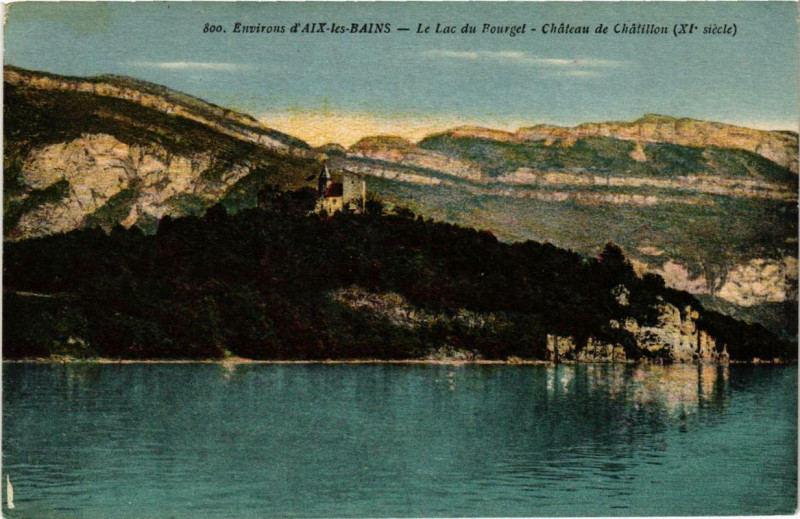 Carte postale ancienne Env. d'Aix-les-Bains Le Lac du Bourget Chateau de Chatillon à Aix-les-Bains