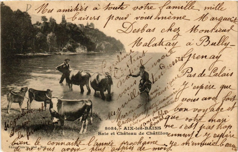 Carte postale ancienne Aix-les-Bains Baie et Chateau de Chatillon à Aix-les-Bains