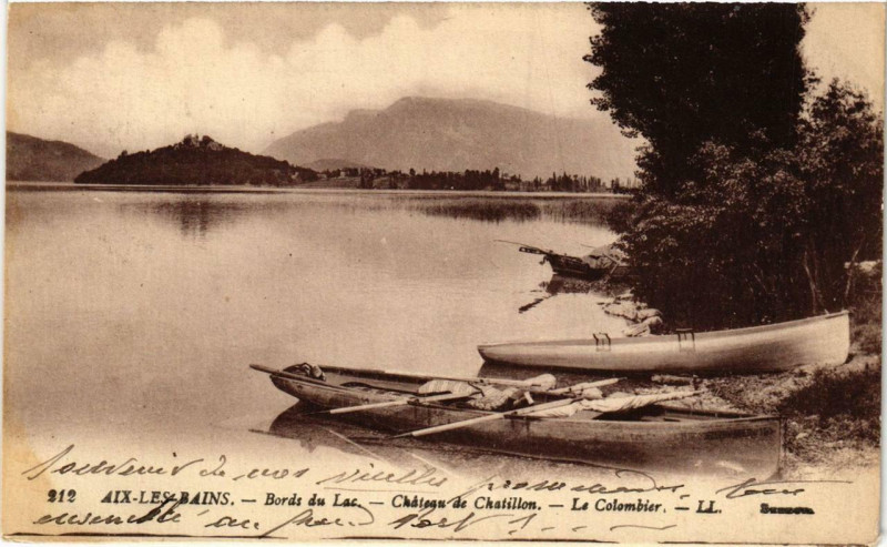 Carte postale ancienne Aix-les-Bains Bords du Lac Chateau de Chatillon à Aix-les-Bains