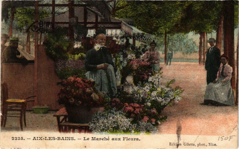 Carte postale ancienne Aix-les-Bains Le Marché aux Fleurs à Aix-les-Bains
