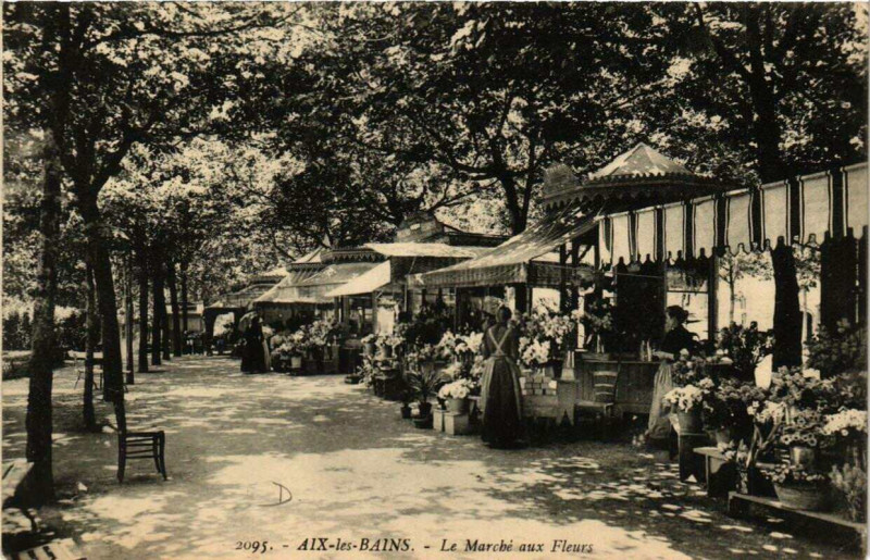Carte postale ancienne Aix-les-Bains Le Marché aux Fleurs à Aix-les-Bains
