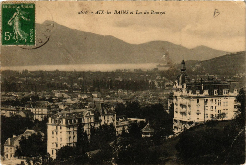 Carte postale ancienne Aix-les-Bains et Lac du Bourget à Aix-les-Bains