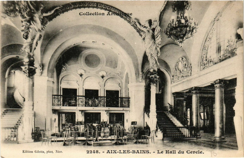 Carte postale ancienne Aix-les-Bains - Le Hall du Cercle à Aix-les-Bains