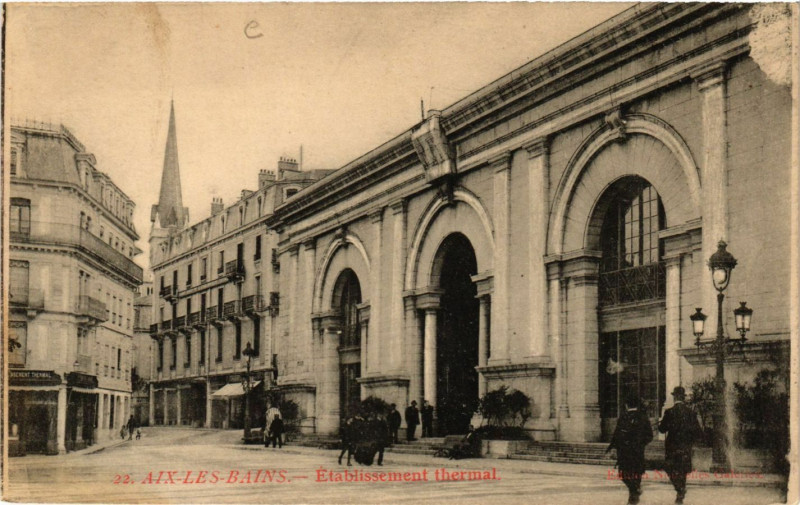 Carte postale ancienne Aix-les-Bains - Etabl. thermal à Aix-les-Bains