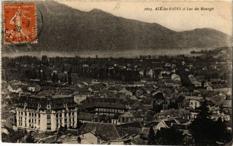 Carte postale ancienne Aix-les-Bains et Lac du Bourget à Aix-les-Bains