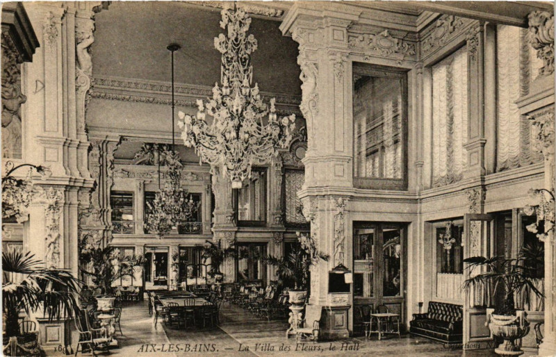 Carte postale ancienne Aix-les-Bains - La Villa des Fleurs le Hall à Aix-les-Bains