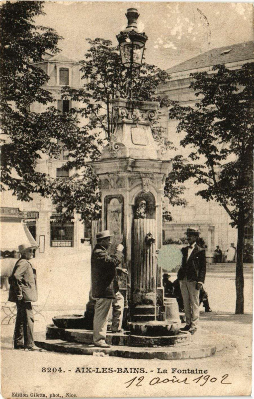 Carte postale ancienne Aix-les-Bains - La Fontaine à Aix-les-Bains