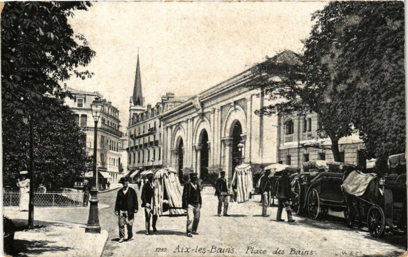 Carte postale ancienne Aix-les-Bains - Place des Bains à Aix-les-Bains