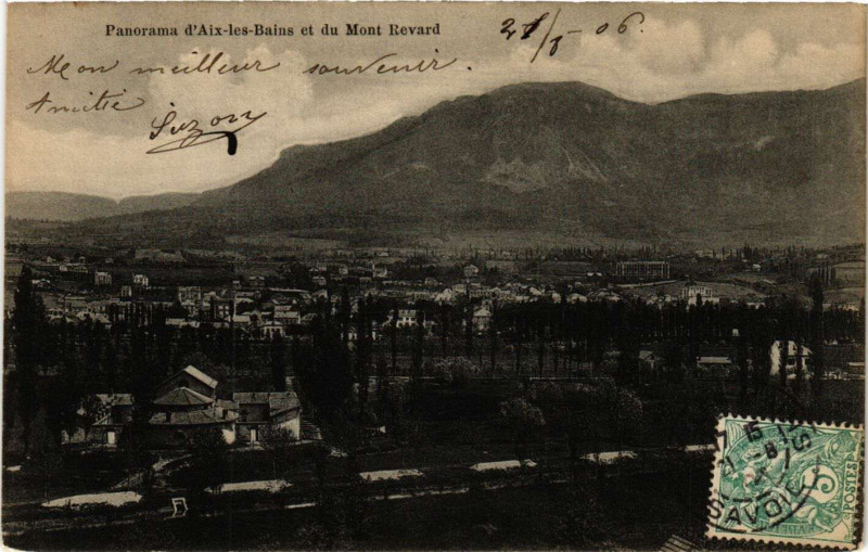Carte postale ancienne Panorama d'Aix-les-Bains et du Mont Revard à Aix-les-Bains