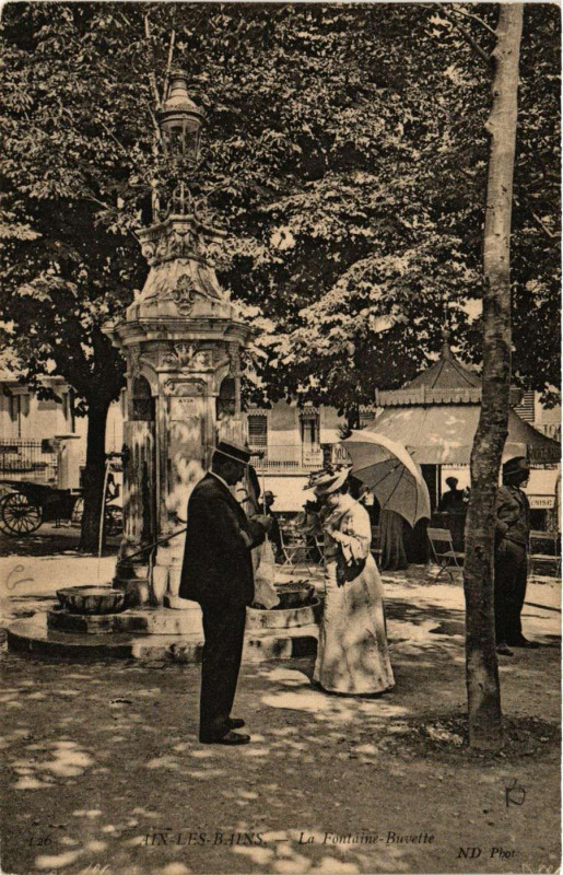 Carte postale ancienne Aix-les-Bains - La Fontaine Buvette à Aix-les-Bains