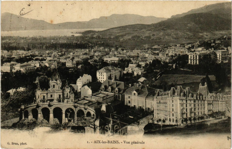 Carte postale ancienne Aix-les-Bains - Vue générale à Aix-les-Bains