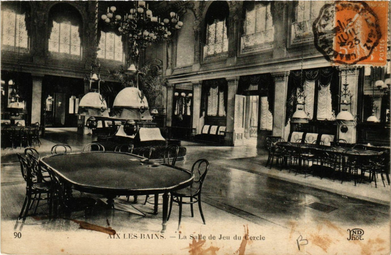Carte postale ancienne Aix-les-Bains - La Salle de Jeu du Cercle à Aix-les-Bains