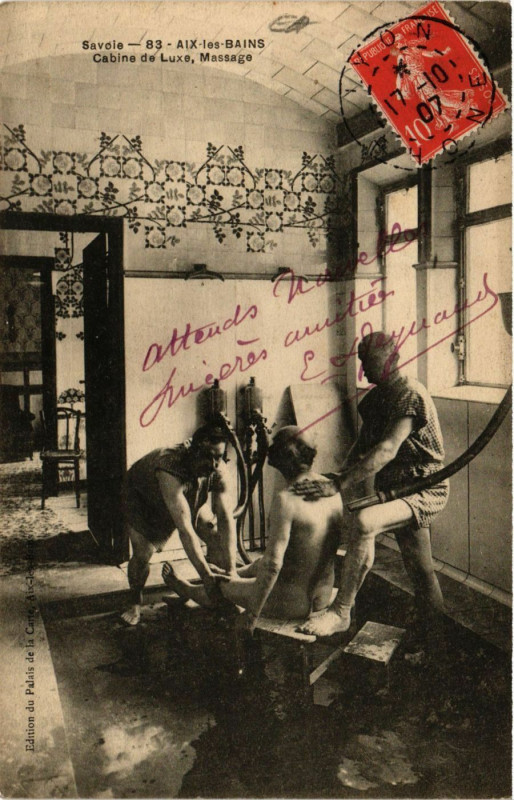 Carte postale ancienne Aix-les-Bains - Cabine de Luxe Massage à Aix-les-Bains